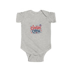 Cousin Crew Baby Onesie, Patriotic Red White Blue Infant Bodysuit, Cute USA Family Graphic Outfit, Fourth of July Celebration Wear Infant Fine Jersey Bodysuit