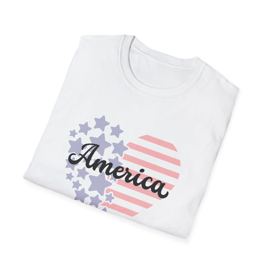 Patriotic America Heart T-Shirt 4th of July USA Graphic Tee