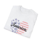 Patriotic America Heart T-Shirt 4th of July USA Graphic Tee