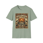 Vintage Halloween Pumpkin T-Shirt — "Halloween Time" Retro Poster Tee