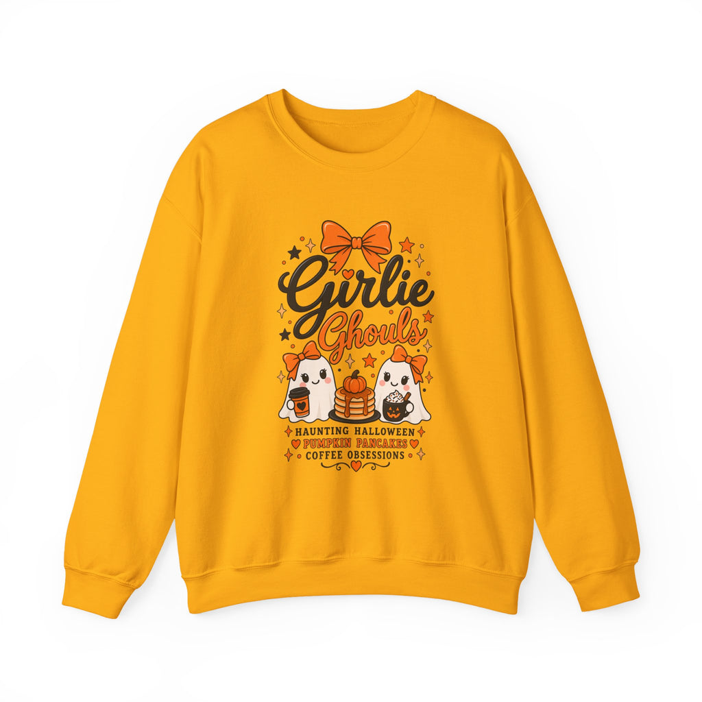 Girlie Ghouls Halloween Cute Orange Bow Spooky Crewneck Sweatshirt
