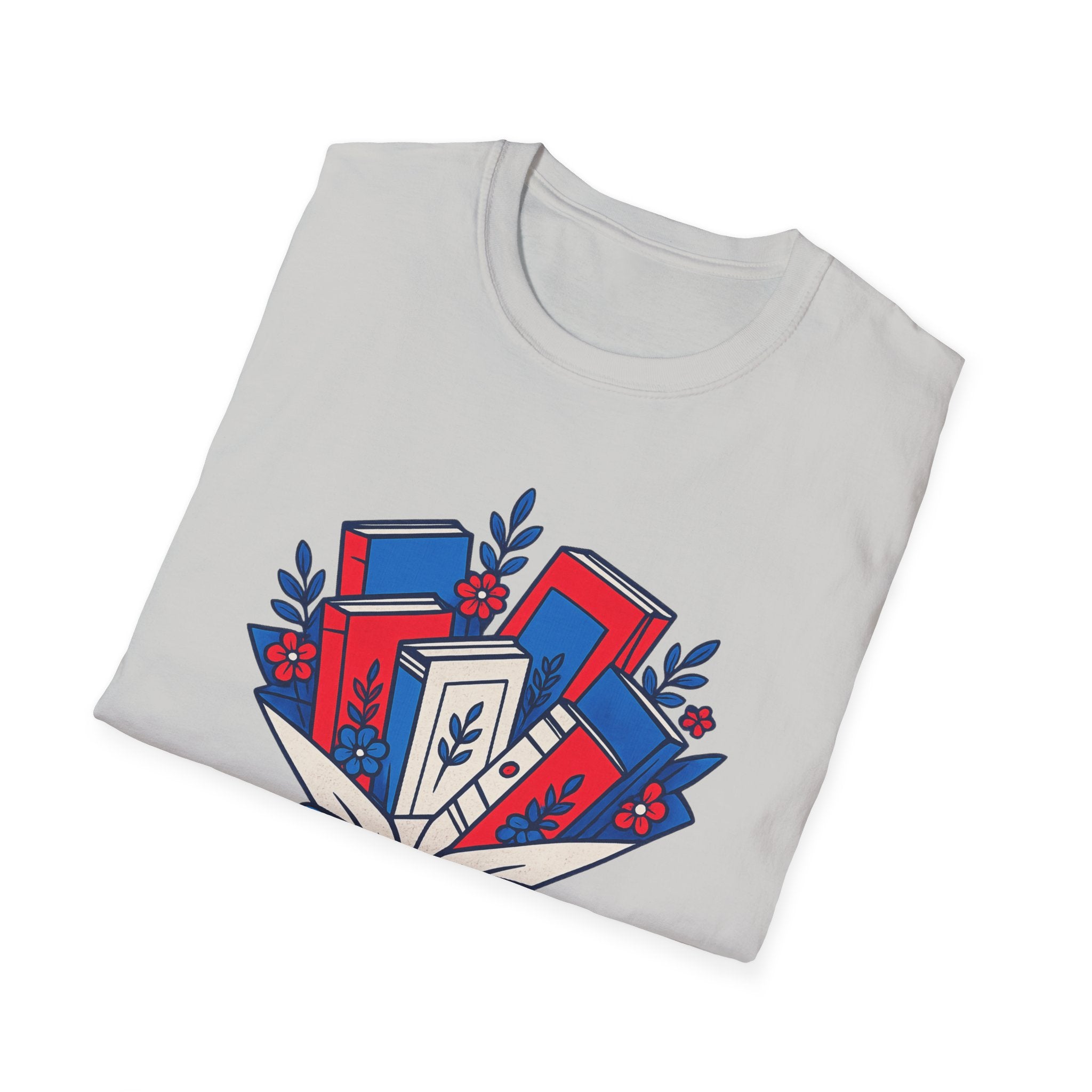 Patriotic Book Lover T-Shirt, Americana Reading Graphic Tee, Retro Library Shirt, Fourth of July Books Design, Cute Teacher Reader Apparel T-Shirt