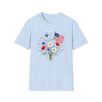 Patriotic Floral Bouquet Graphic Tee - 4th of July Wildflower T-Shirt
