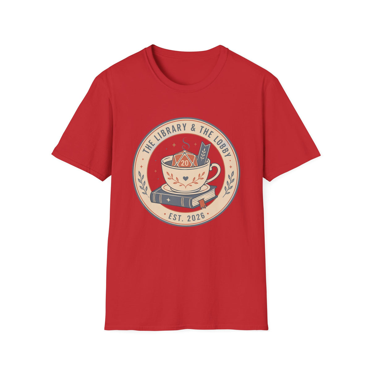 Library & The Lobby Tea Cup T‑Shirt — 'The Library & The Lobby' Vintage Bookstore Tee