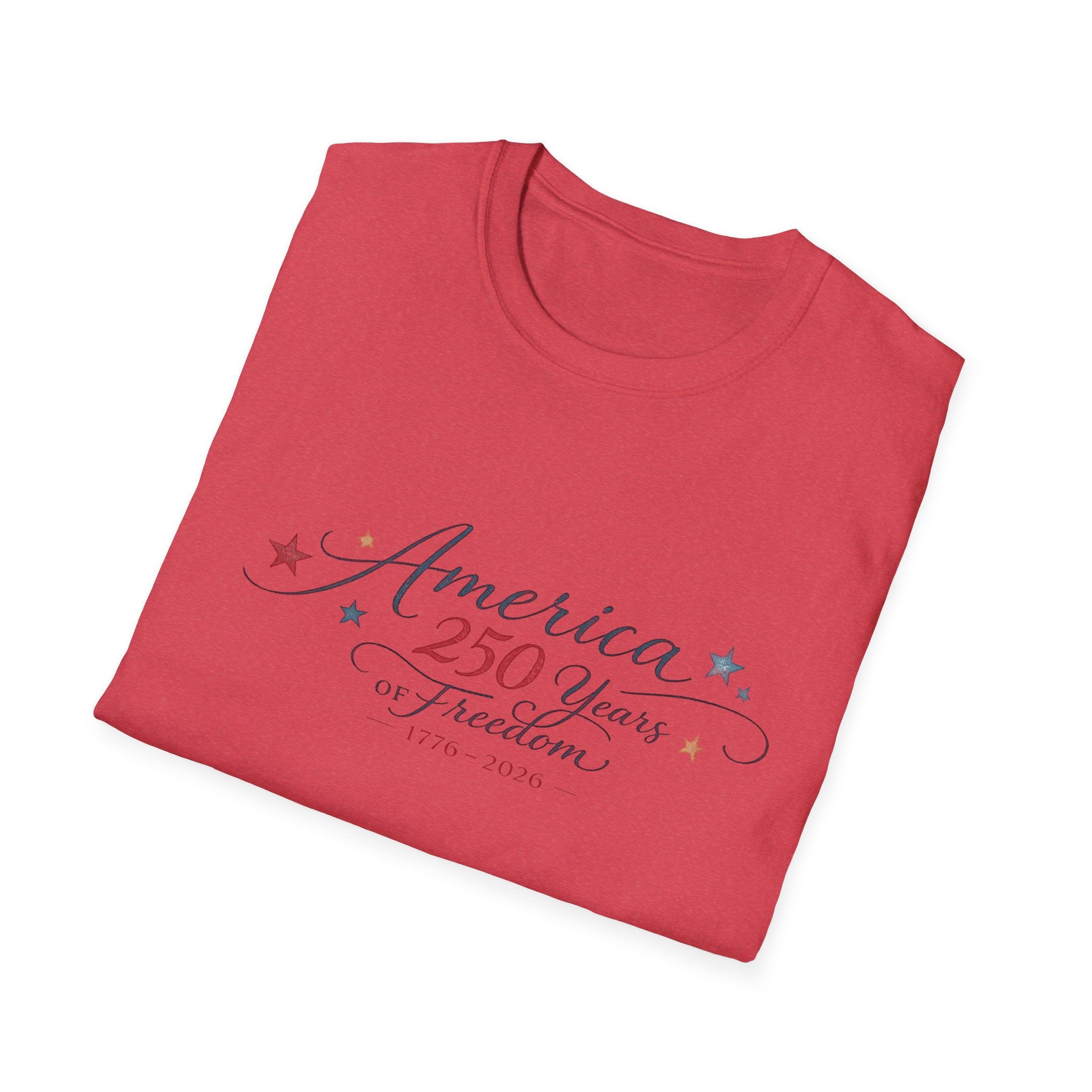 America 250 Years of Freedom Calligraphy Shirt, Elegant Script Patriotic Tee 1776 2026, Sophisticated Anniversary 4th of July T-Shirt, Patriotic