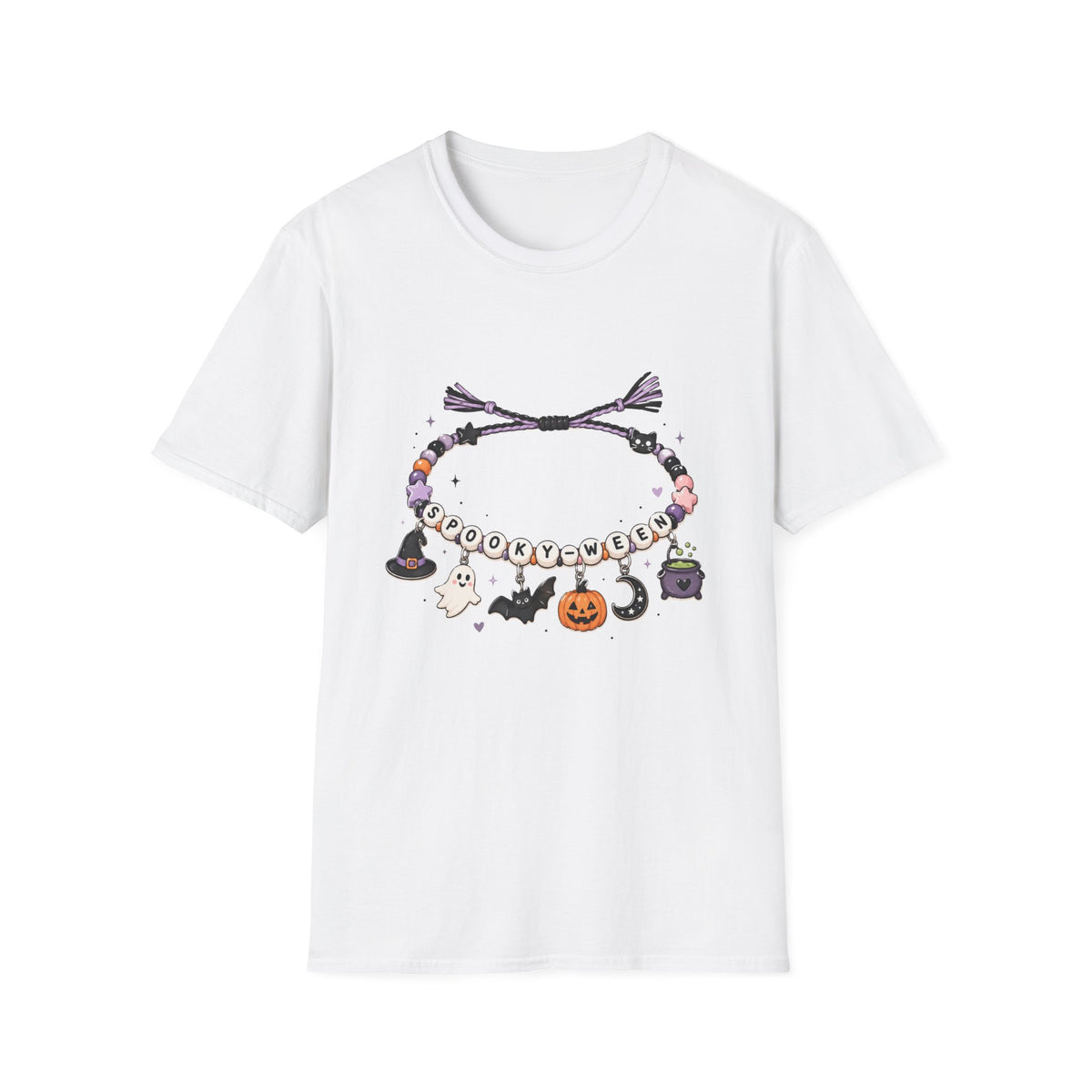 Halloween Spooky Vibes Friendship Bracelet Graphic T‑Shirt