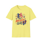 All American Girl Tee, Patriotic Bow Flip Flops Shirt, Red White Blue Graphic Top, Cute USA Fourth of July Outfit T-Shirt
