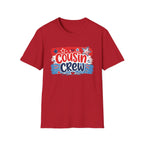 Patriotic Cousin Crew T-Shirt | Distressed American Flag Paint Stroke Graphic Tee, Fourth Of July Family Matching Top