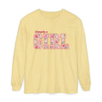 Simply a GIRL Floral Feminine Pink Flower Typography Long Sleeve T-shirt
