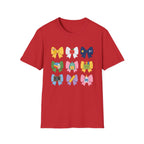 Teacher-themed Bow T-Shirt — Cute School Supply Bows (Apple, A+, Books, Backpack)