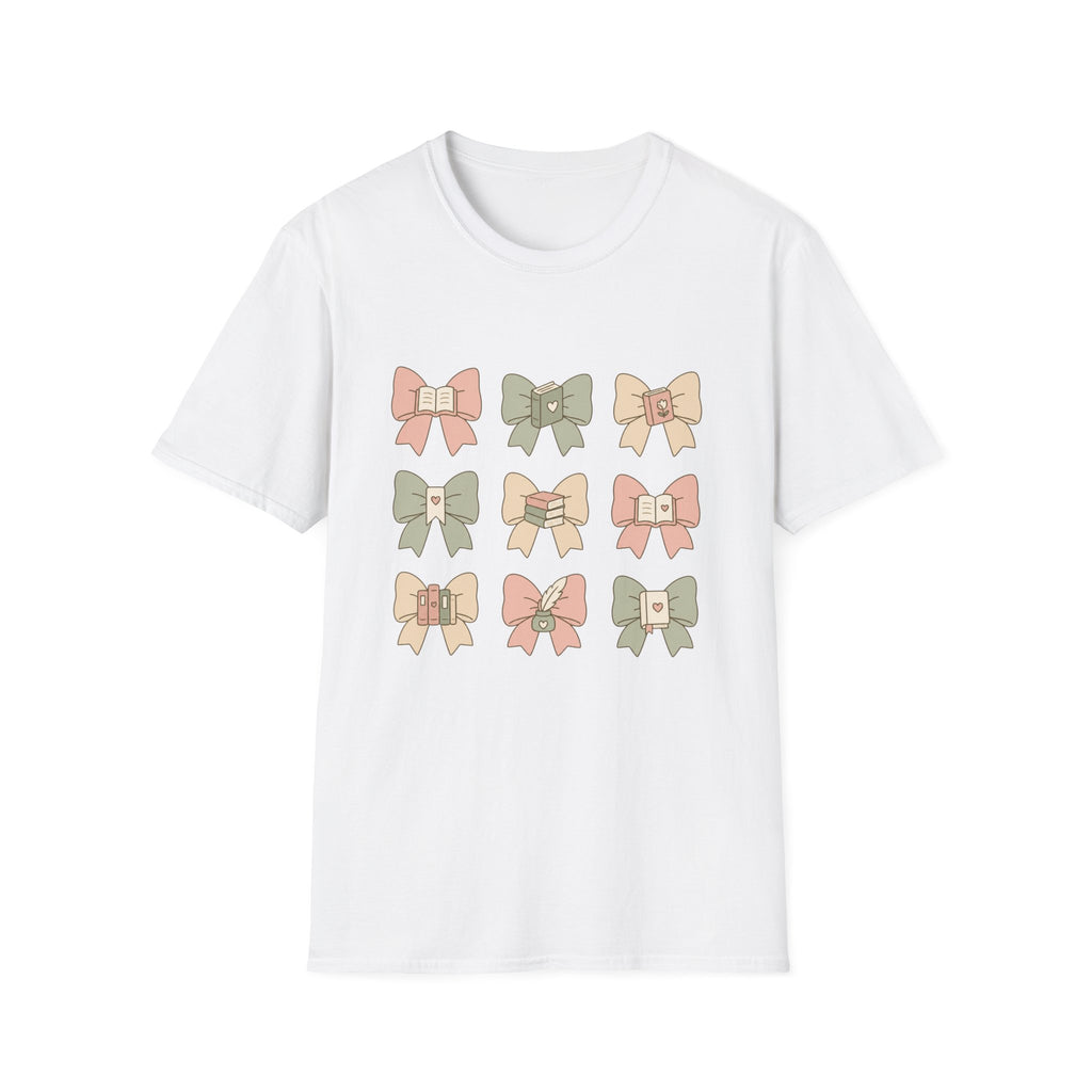 Reading Bows T‑Shirt — Pastel Book Lover Graphic Tee