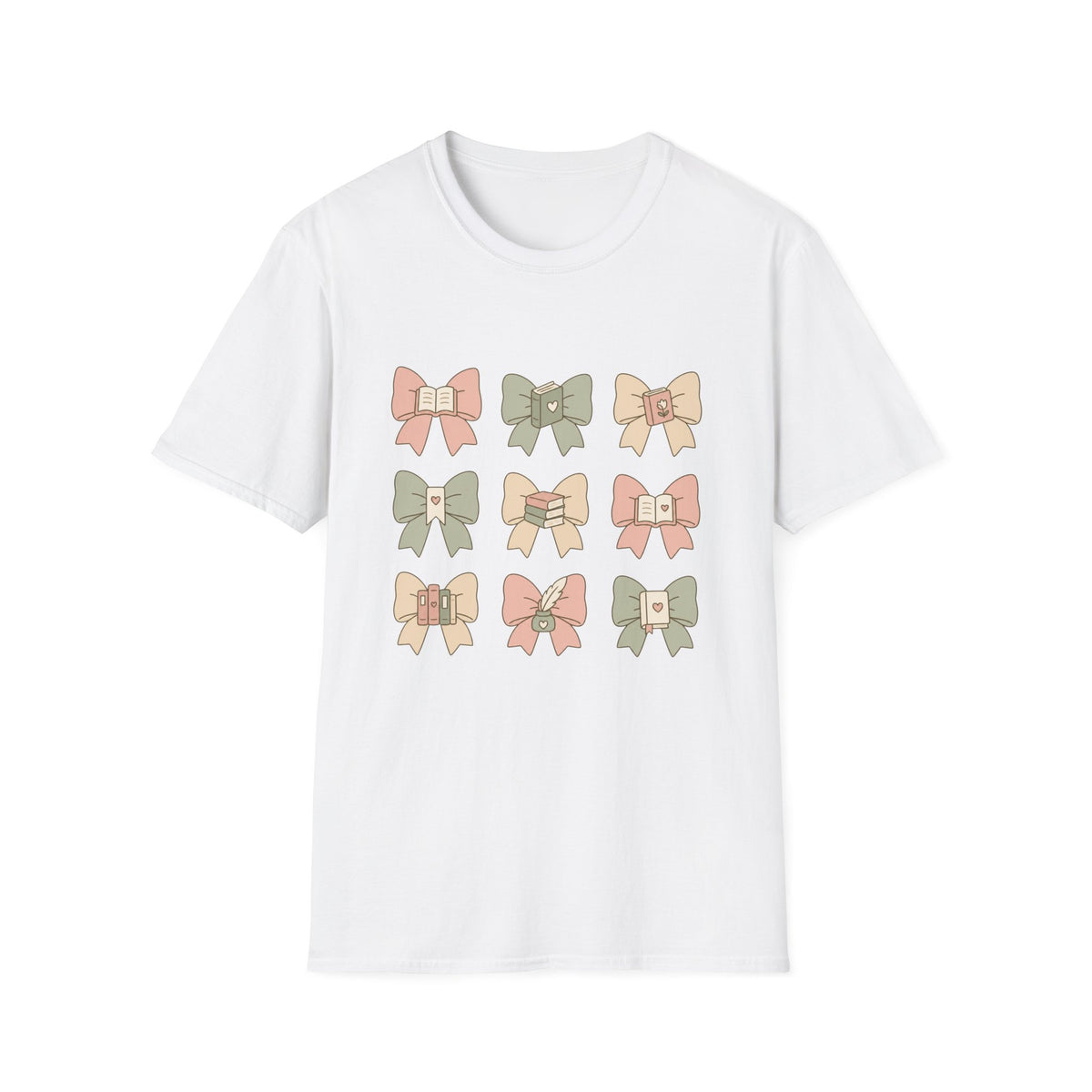 Reading Bows T‑Shirt — Pastel Book Lover Graphic Tee