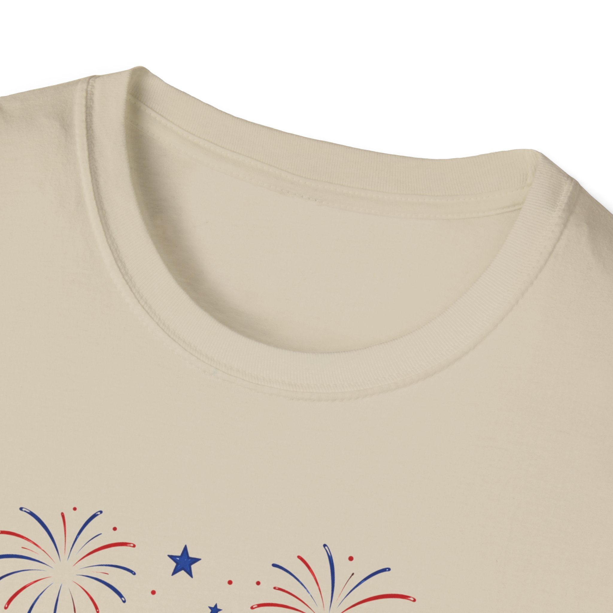 Fourth of July Beach Scene T-Shirt, Patriotic Summer Ocean Surfboard Tee, 4th of July Beach Vacation Shirt, Fireworks Umbrella Surfboard America