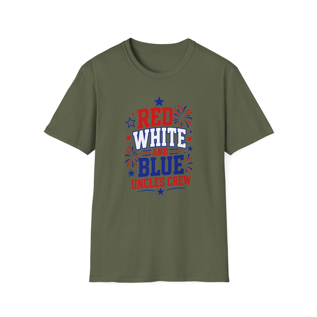 Patriotic Uncles Crew Graphic Tee - 4th of July Red White and Blue Uncle Fireworks cle T-Shirt