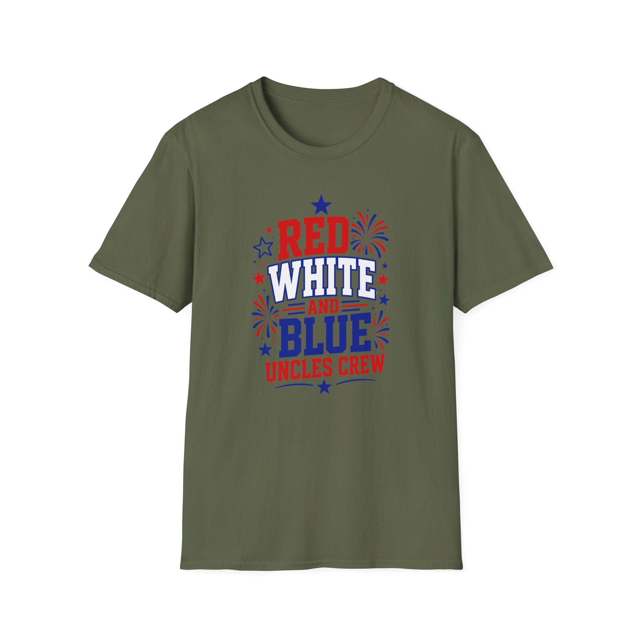 Patriotic Uncles Crew Graphic Tee - 4th of July Red White and Blue Uncle Fireworks cle T-Shirt