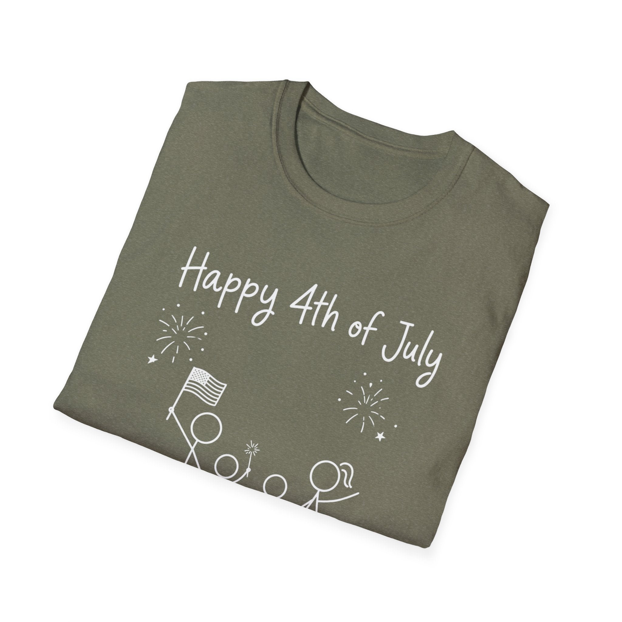 Happy 4th of July 250th T-Shirt USA Family Stick Figure Tee