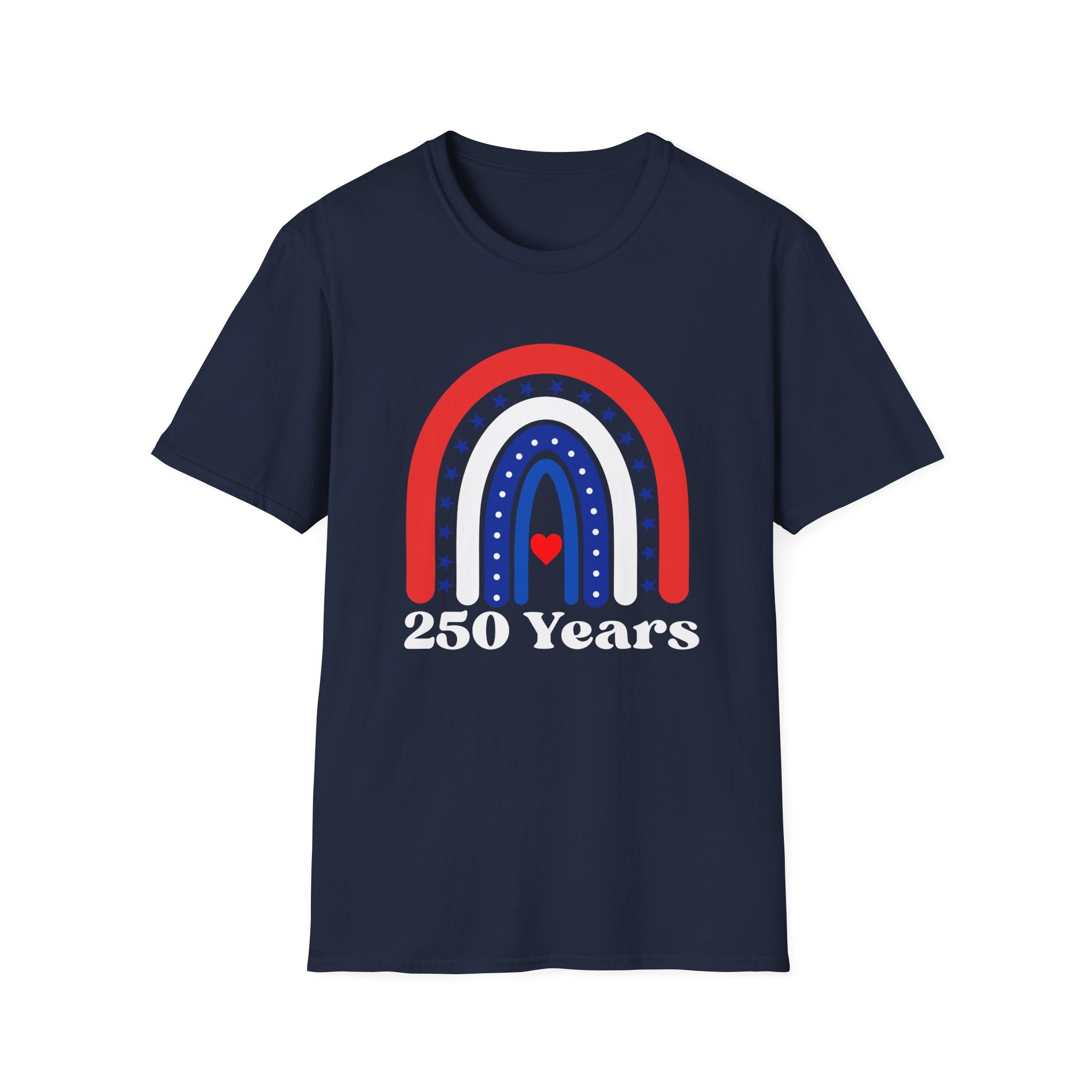 Patriotic Rainbow 250 Years T-Shirt, Boho 4th of July Rainbow Tee, America 250th Anniversary Shirt, Cute USA Rainbow Heart Gift, Independence Day