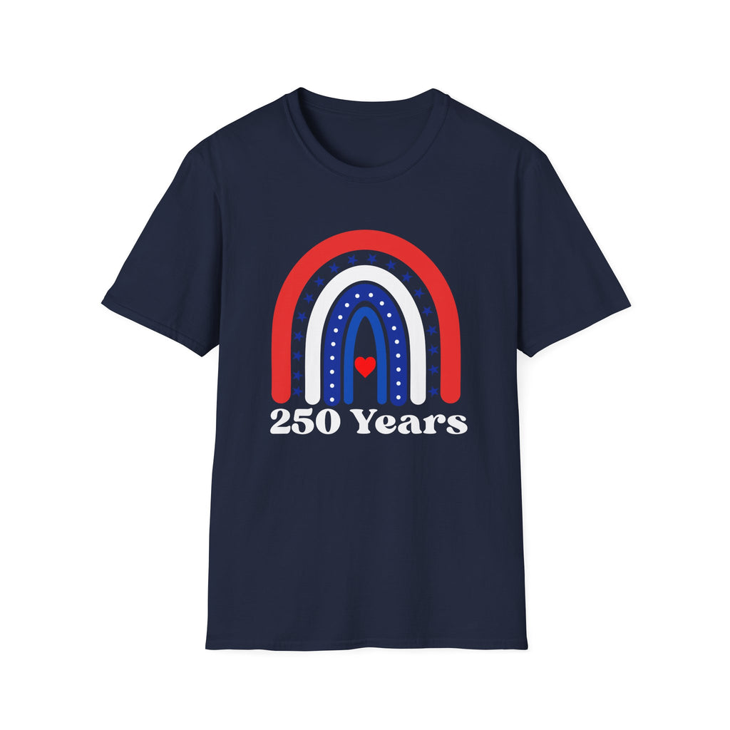USA 250 Years Rainbow T-Shirt Patriotic Semiquincentennial Tee