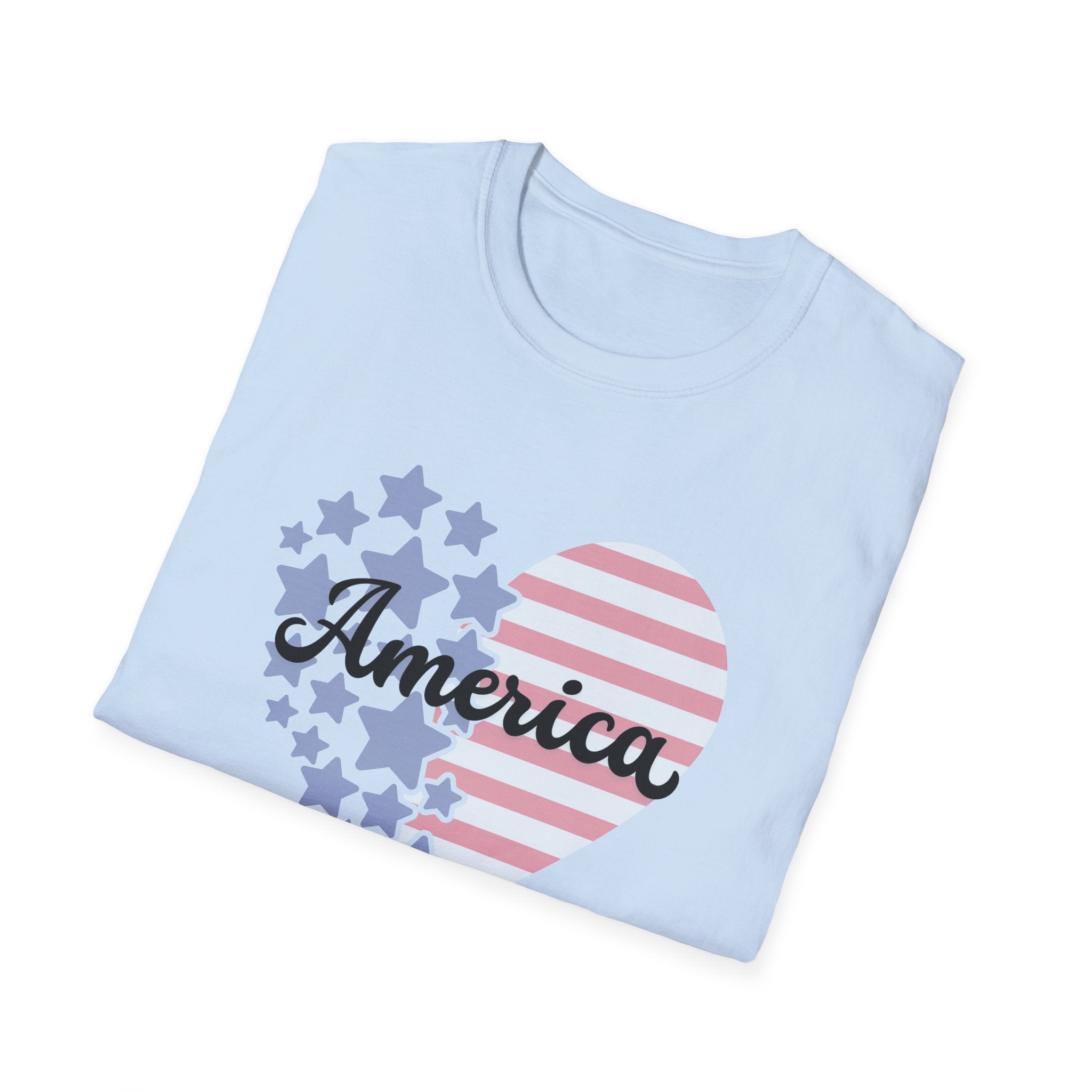 Patriotic America Heart T-Shirt 4th of July USA Graphic Tee