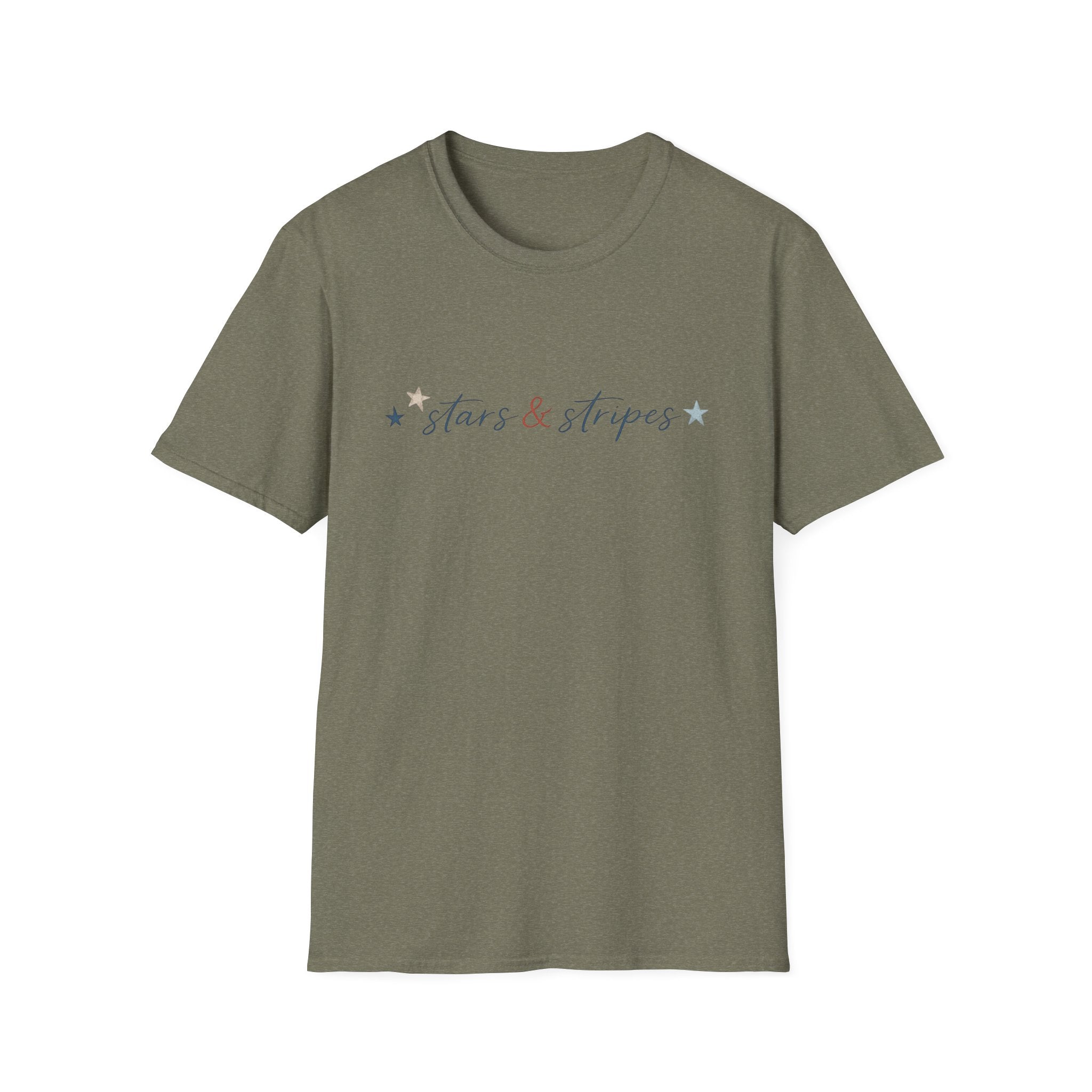 Stars and Stripes Script T-Shirt, 4th of July, Minimalist Patriotic Tee, Subtle Patriotic Gift, Dainty Script America Independence Day