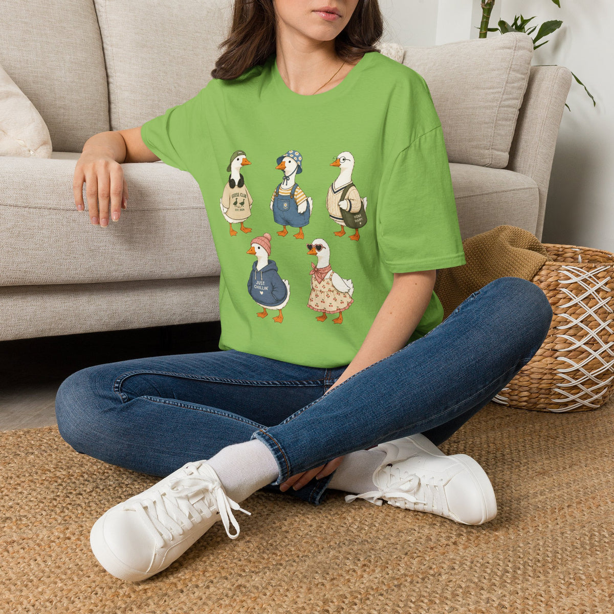 Cute Whimsical Vintage Goose Family T-Shirt