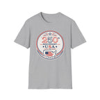 USA 250th Anniversary T-Shirt | Semiquincentennial Patriotic Map Graphic Tee, American Flag Round Emblem Top