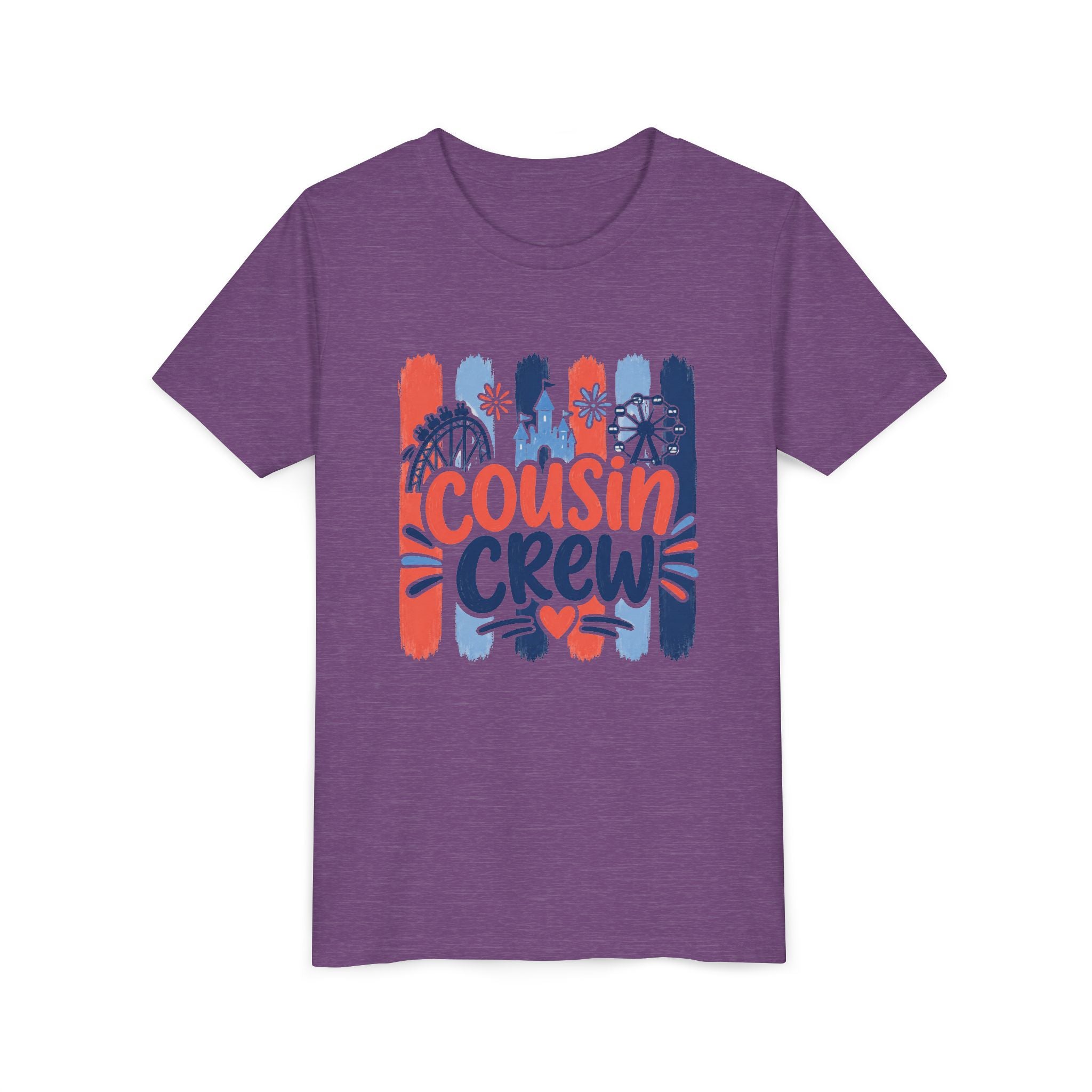 Cousin Crew Patriotic Tee, Red White Blue Brushstroke Shirt, Fun USA Family Graphic Top, Fourth of July Celebration Outfit Youth Short Sleeve Tee