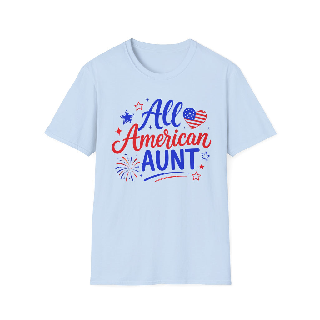 Patriotic All American Aunt Graphic Tee - 4th of July Family T-Shirt