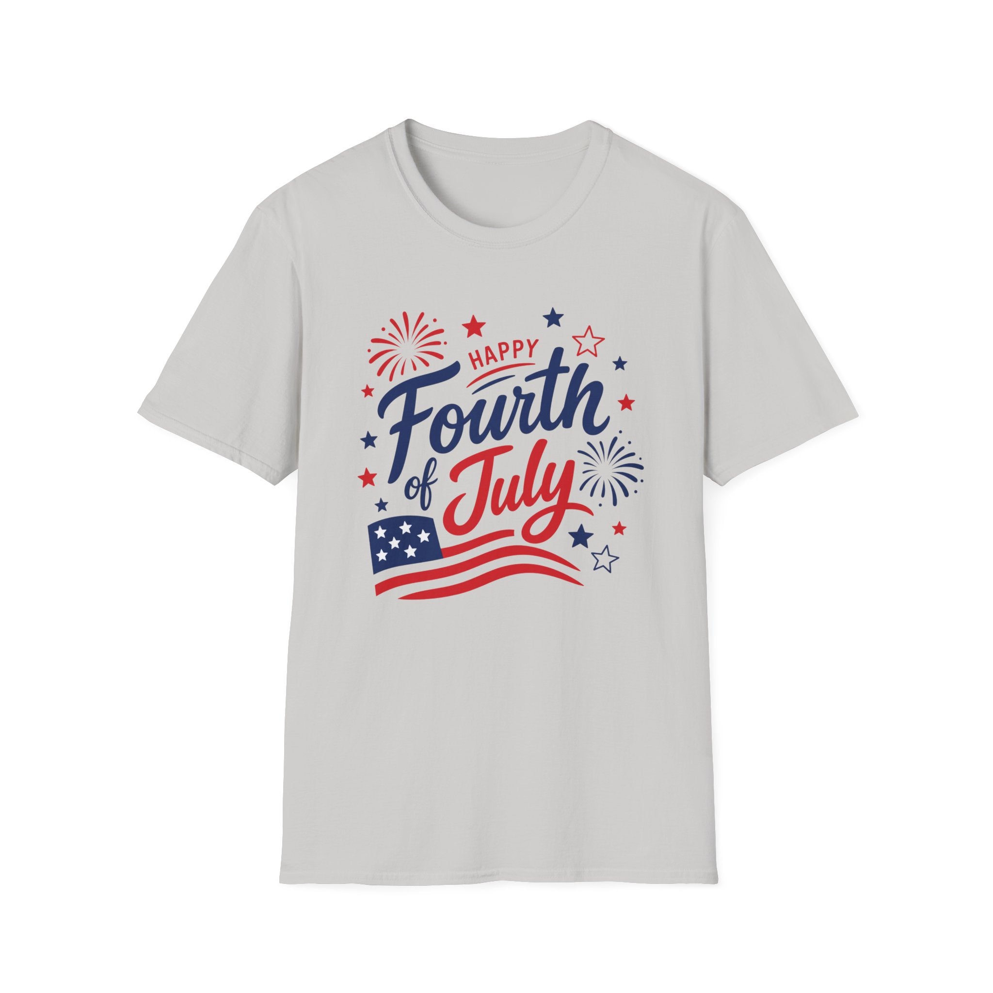 Patriotic Happy Fourth of July Graphic Tee USA Star Spangled- Celebration Flag T-Shirt