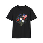 Patriotic Floral Bouquet Graphic Tee - 4th of July Wildflower T-Shirt