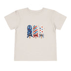 Patriotic Popsicle Trio Tee, Red White Blue USA Shirt, Cute Summer Fireworks Graphic Top, Fourth of July Celebration Outfit Toddler Short Sleeve Tee