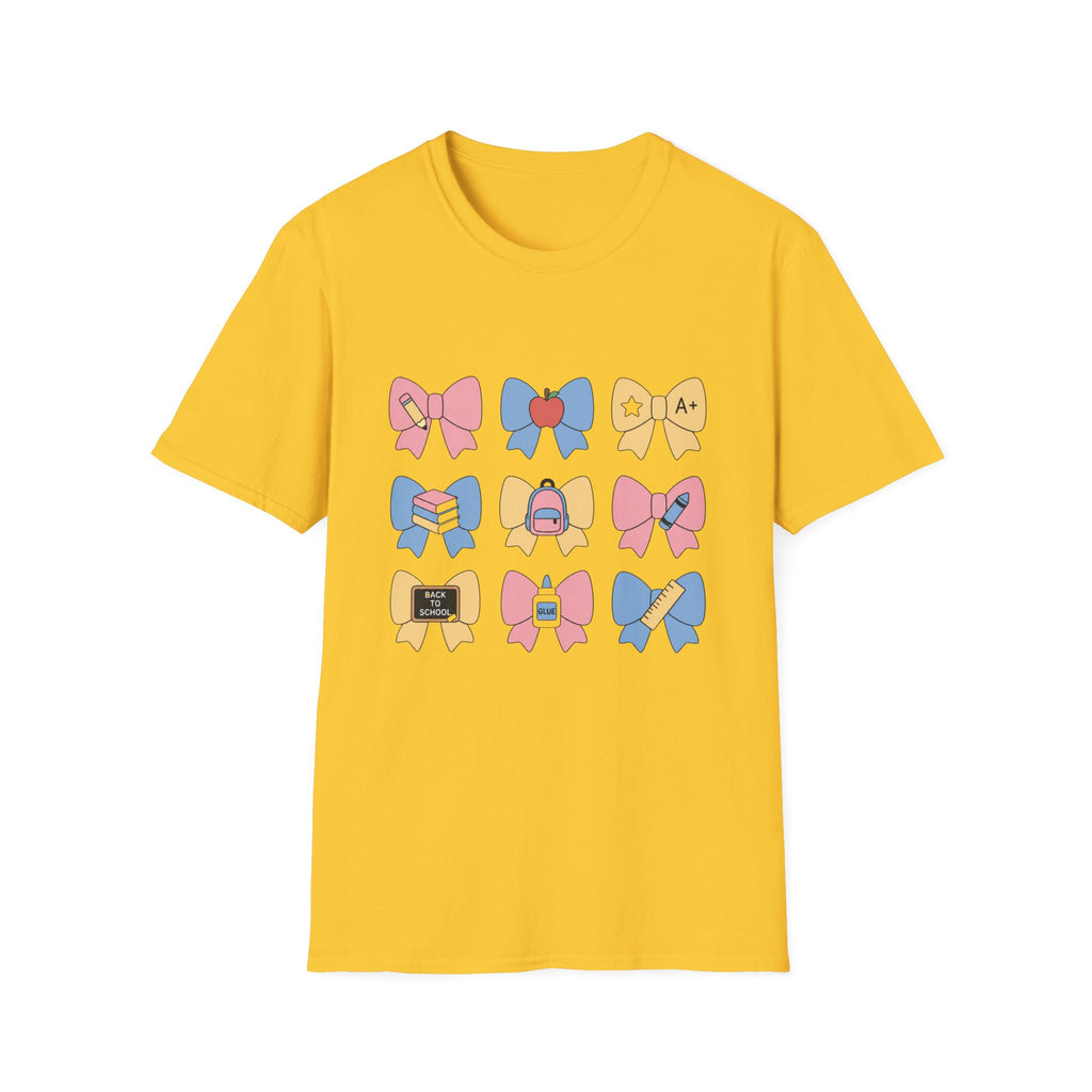 Back-to-School Bows T-Shirt — Cute School Icons Graphic Tee
