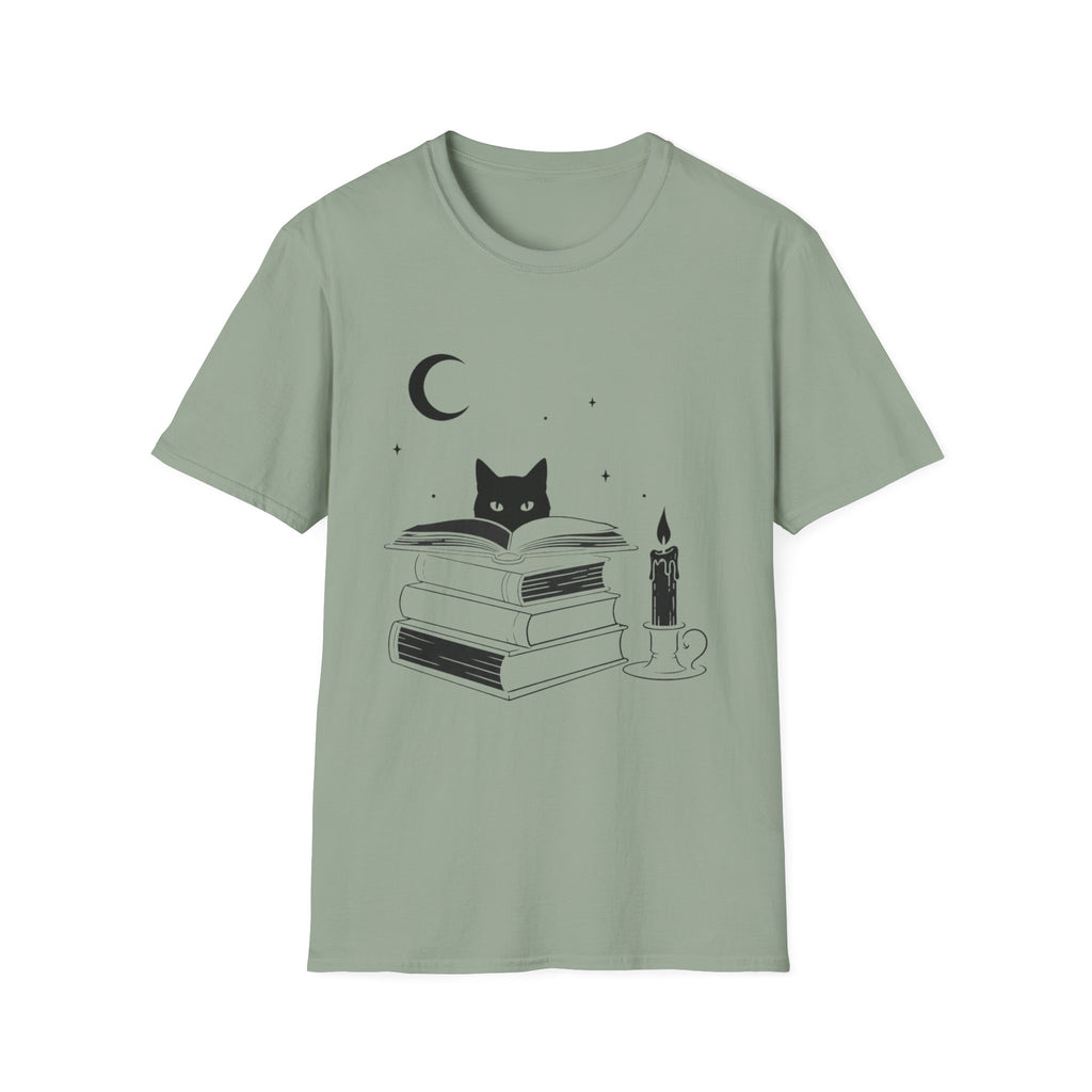 Cat & Books T‑Shirt — Mystical Reading Graphic Tee