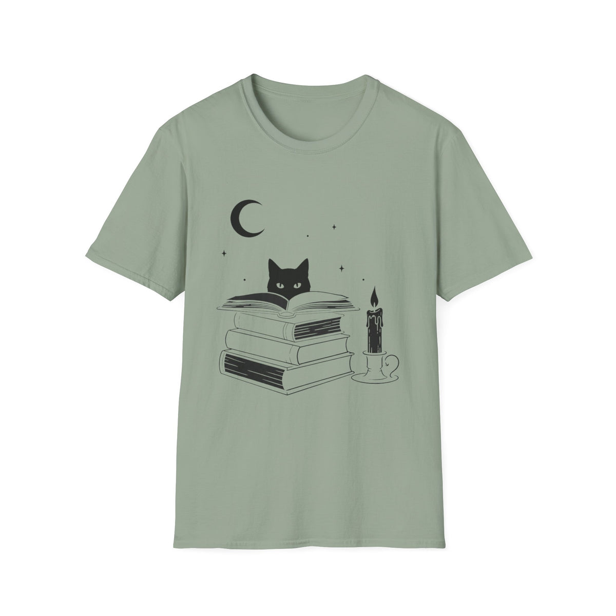 Cat & Books T‑Shirt — Mystical Reading Graphic Tee