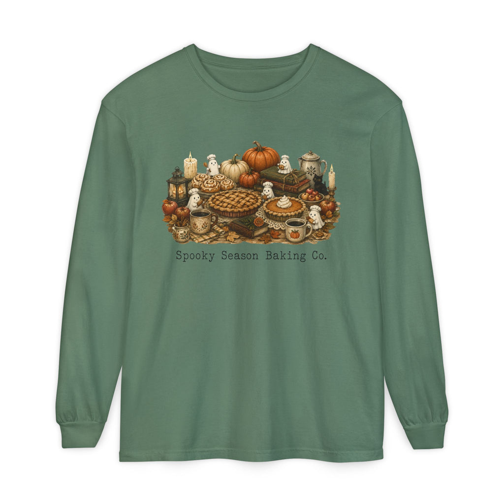 Spooky Season Autumn Baking Crew Cozy Fall Long Sleeve T-Shirt