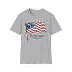 We the People 1776 2026 Waving Flag T-Shirt, Classic Patriotic Flagpole Anniversary Tee, Traditional American Flag 250th Shirt, Gothic Script Constitution