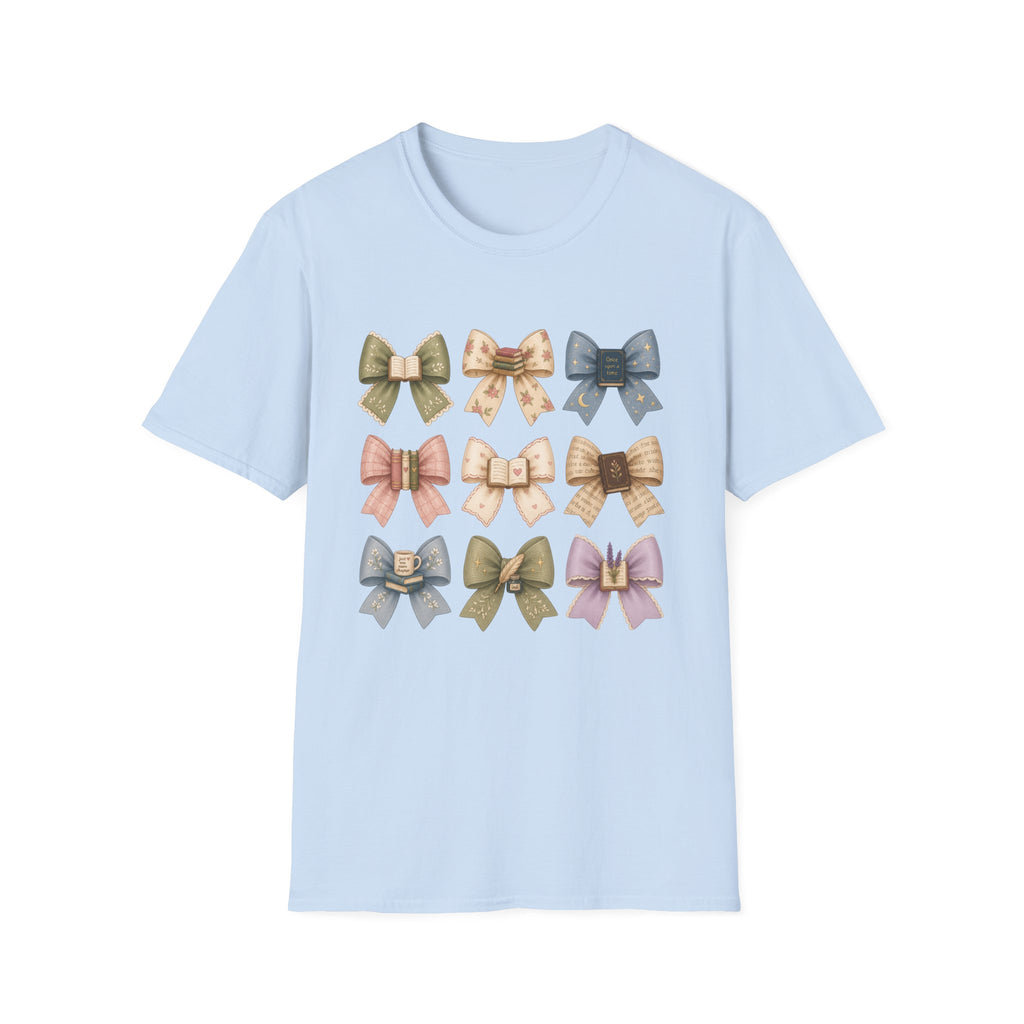 Bow Pattern T-Shirt — Vintage Floral Ribbon Graphic Tee