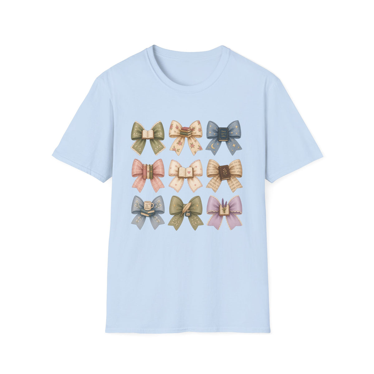 Bow Pattern T-Shirt — Vintage Floral Ribbon Graphic Tee
