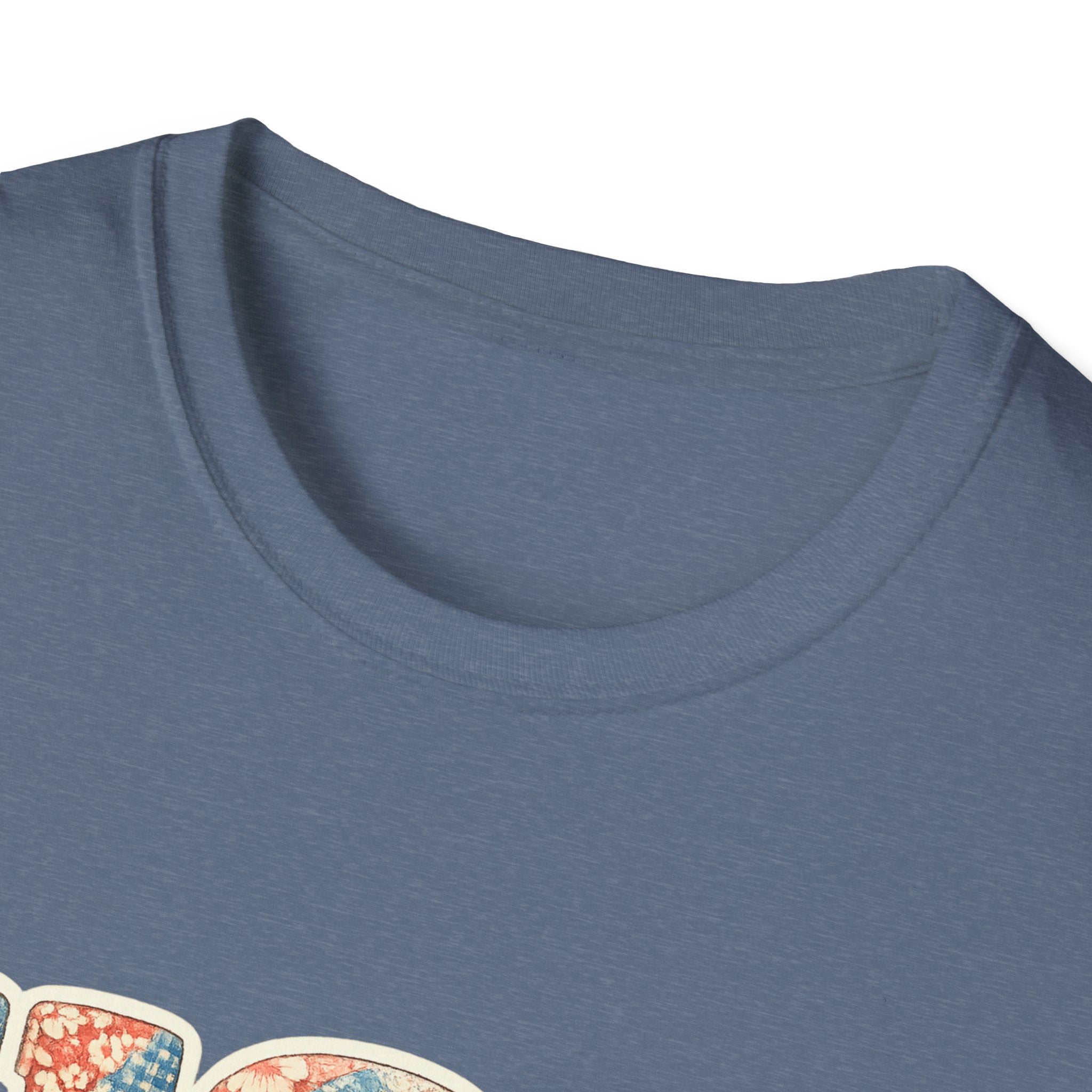 Quilted Patchwork USA T-Shirt, Vintage Floral Rose Daisy America Tee, Cottagecore Patriotic Letter Shirt, 4th of July Grandma Quilt Style