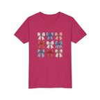 Patriotic Bow Grid Tee, Red Blue Checkered Ribbon Shirt, Cute USA Graphic Top, Fourth of July Celebration Outfit Youth Short Sleeve Tee