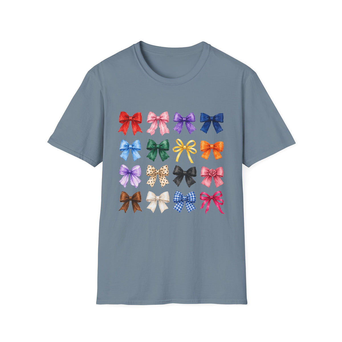 Bow Pattern T-Shirt — Colorful Ribbon Graphic Tee