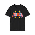 America Retro Patriotic T-Shirt, Groovy Fourth of July Graphic Tee, Vintage Americana Shirt, Cute Summer Independence Day Apparel, Trendy USA Outfit T-Shirt