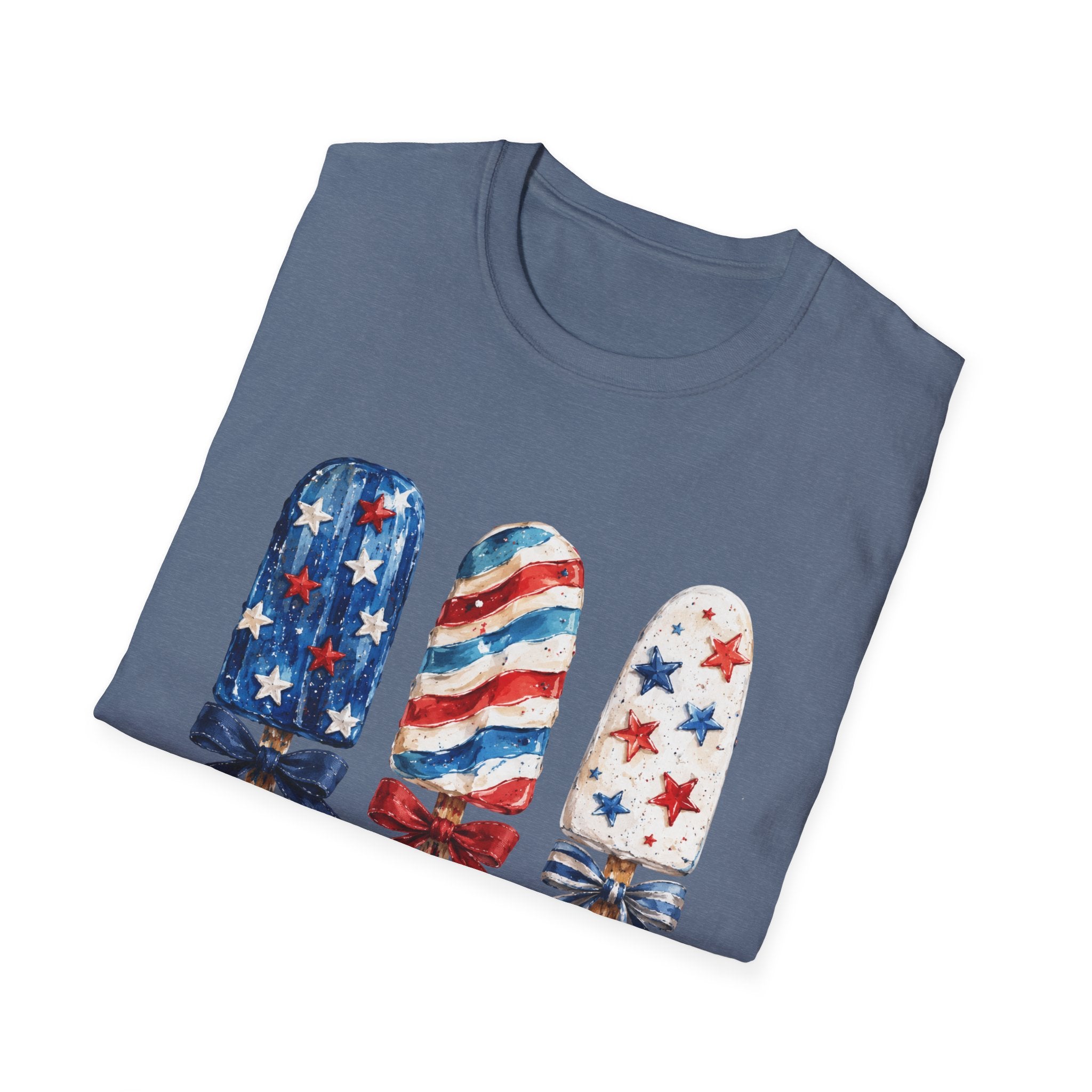 Patriotic Popsicle T-Shirt | Fourth Of July Watercolor Ice Pop Graphic Tee, Coquette Bow Summer Holiday Top