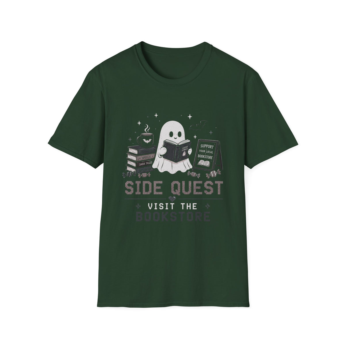 Ghost Reader Side Quest: Visit the Bookstore Cute Halloween T-Shirt