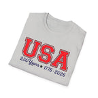USA 250 Years Shirt 1776 2026, America 250th Anniversary T-Shirt, Varsity Style Patriotic Tee, Fourth of July Gift, Classic USA Bold Letter Shirt