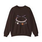 Halloween Spooky Vibes Friendship Bracelet Crewneck Sweatshirt
