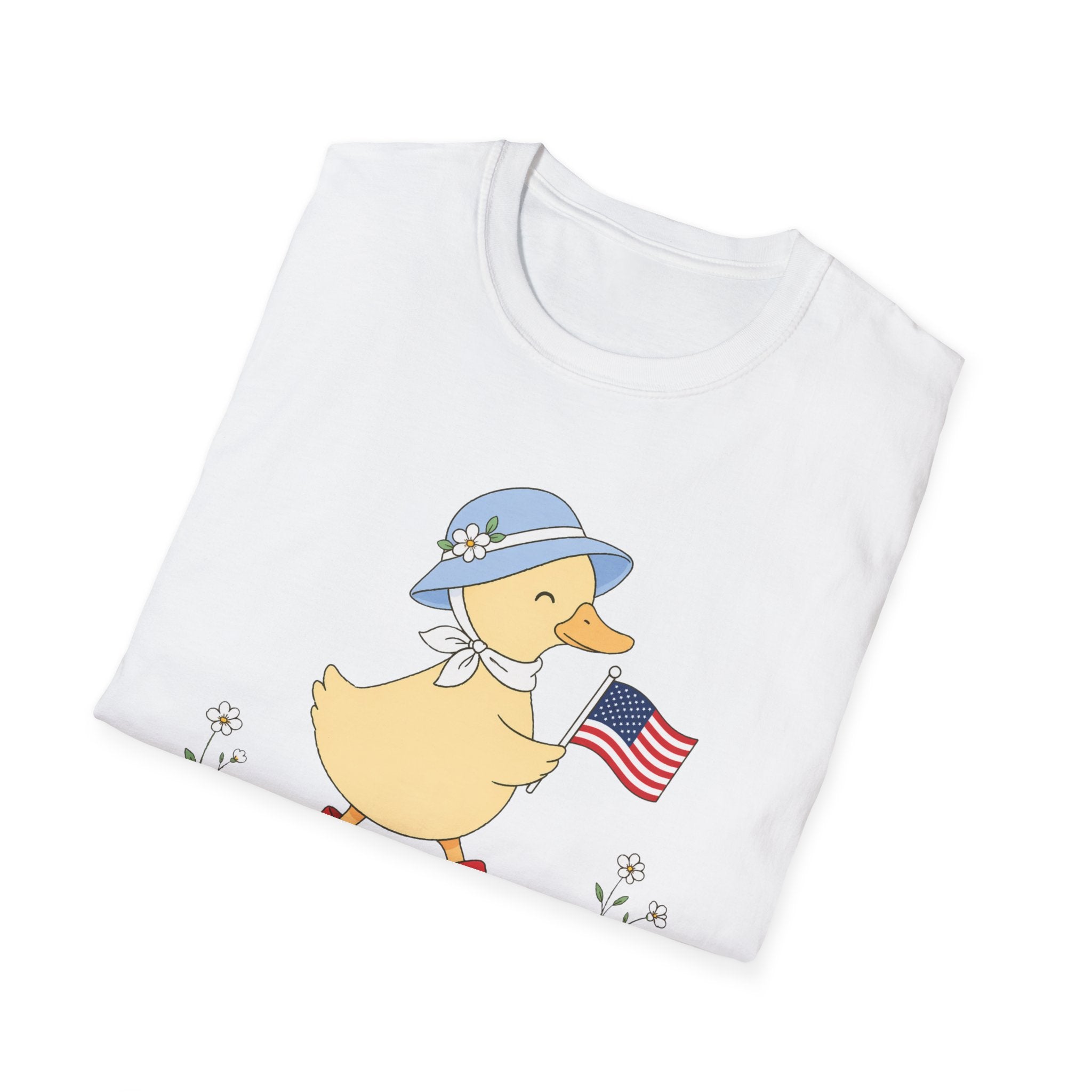 Patriotic Duck T-Shirt, Cute 4th of July Duck Tee, Funny American Flag Duck Shirt, Fourth of July Women Girls Shirt, Cottagecore Patriotic Tee, USA Duck Gift