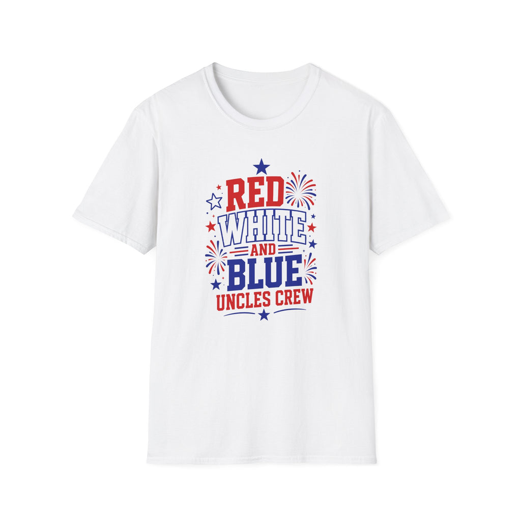 Patriotic Uncles Crew Graphic Tee - 4th of July Red White and Blue Uncle Fireworks cle T-Shirt