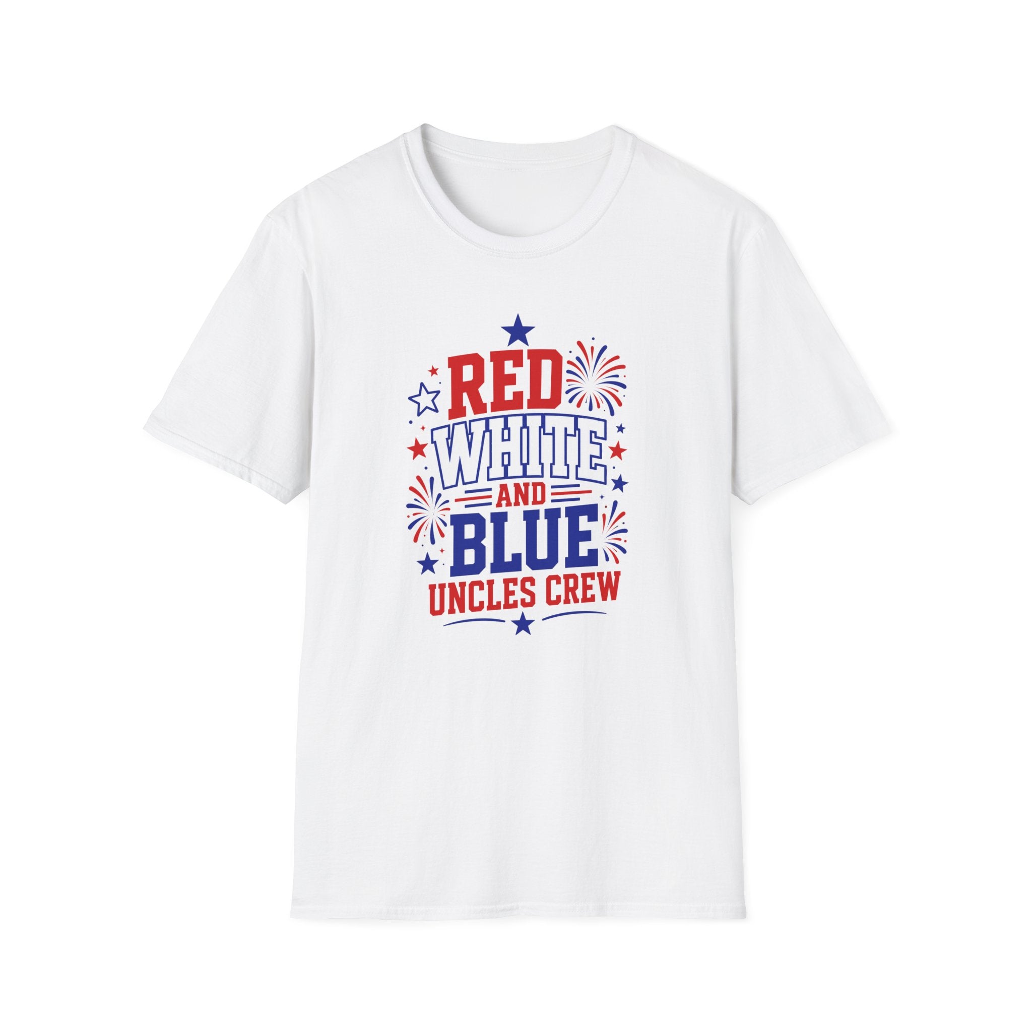 Patriotic Uncles Crew Graphic Tee - 4th of July Red White and Blue Uncle Fireworks cle T-Shirt
