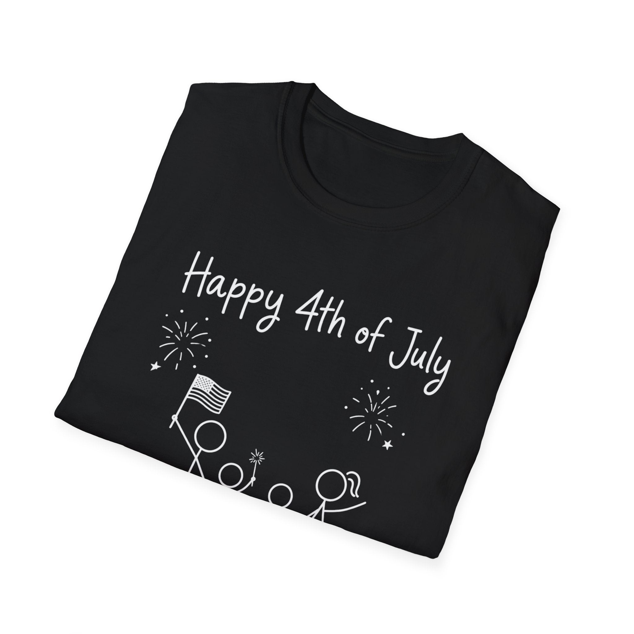 Happy 4th of July 250th T-Shirt USA Family Stick Figure Tee